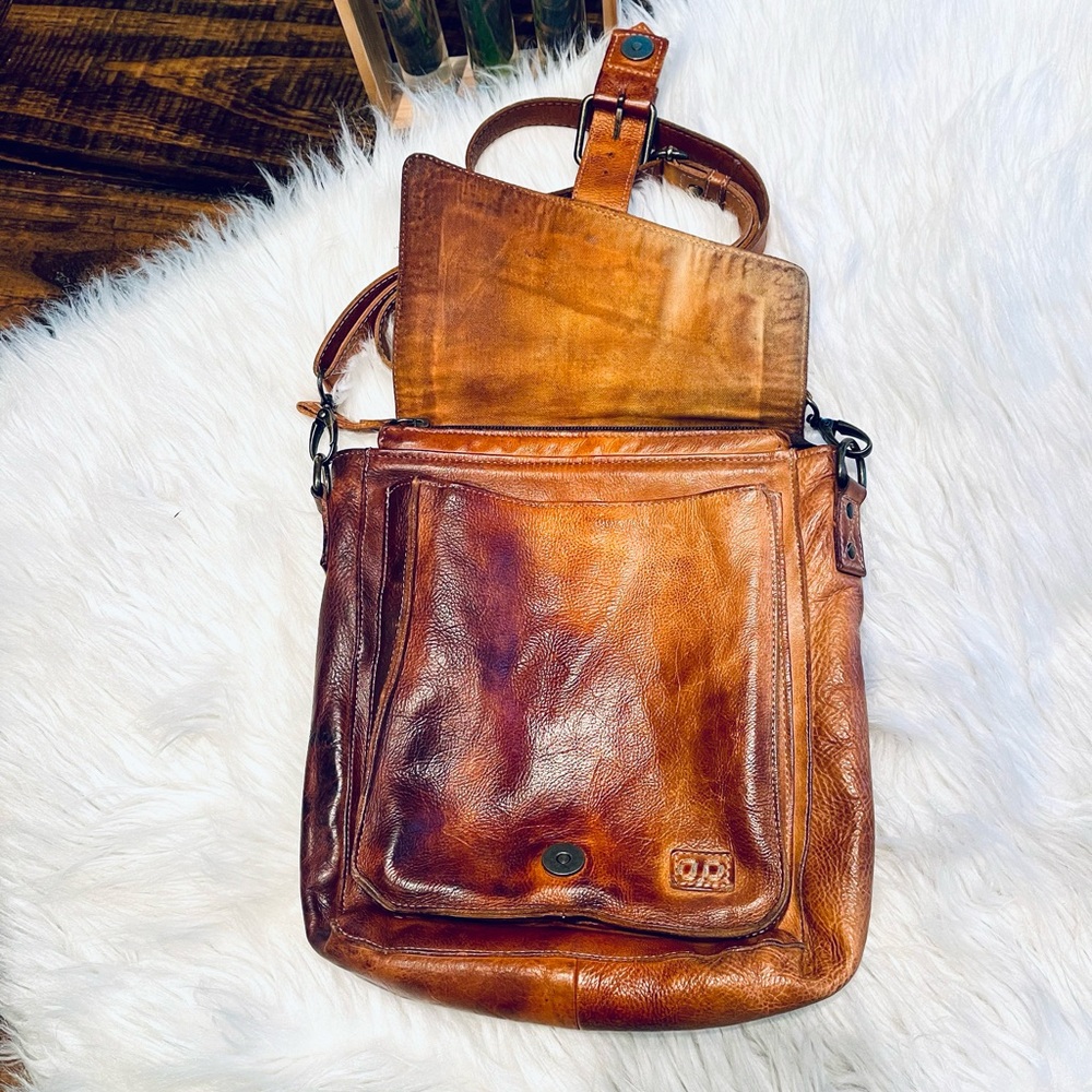 Bed Stu Distressed Tan/Brown Leather Crossbody - Picture 6 of 16